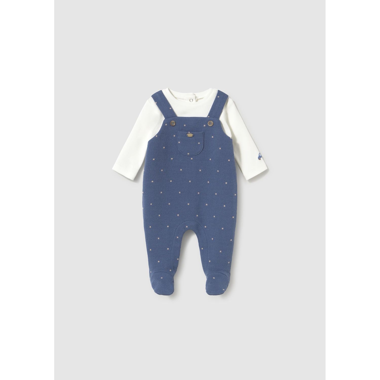 BLUEBERRY & CREAM KNIT ROMPER DOT PRINT / 2658-090