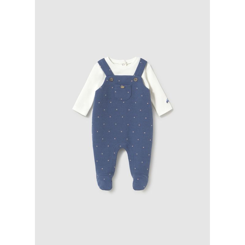 BLUEBERRY & CREAM KNIT ROMPER DOT PRINT / 2658-090