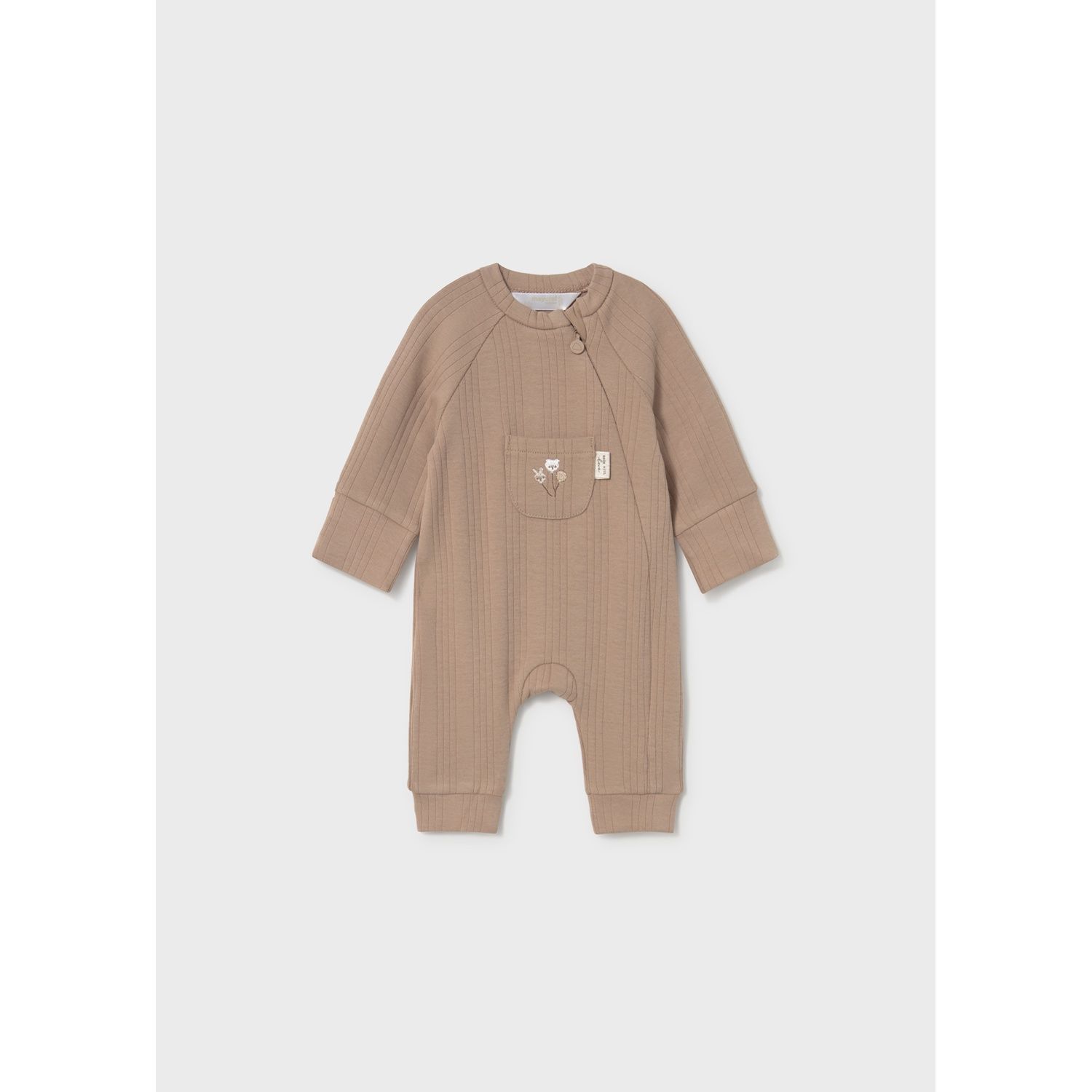 BROWN ROMPER FRONT POCKET RIBBED SIDE CLOSURE / 2762-049