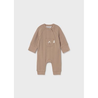 BROWN ROMPER FRONT POCKET RIBBED SIDE CLOSURE / 2762-049