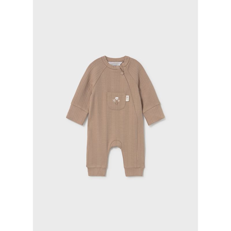 BROWN ROMPER FRONT POCKET RIBBED SIDE CLOSURE / 2762-049