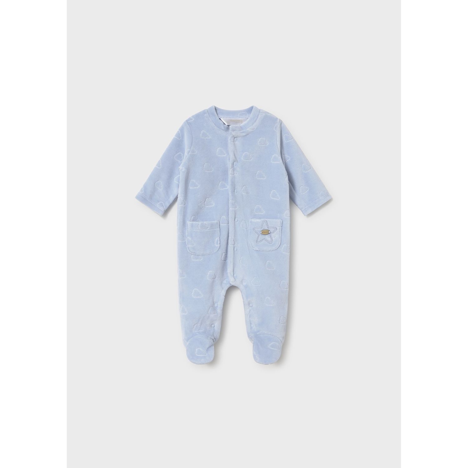 SKY BLUE VELOUR SLEEPER FRONT CLOSURE CLOUD PRINT / 2765-078