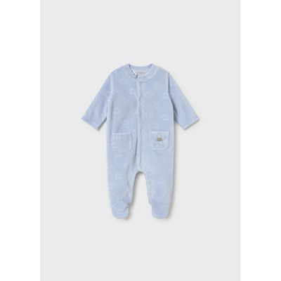SKY BLUE VELOUR SLEEPER FRONT CLOSURE CLOUD PRINT / 2765-078