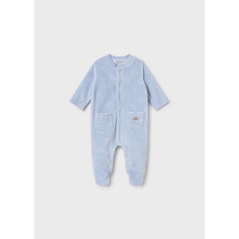 SKY BLUE VELOUR SLEEPER FRONT CLOSURE CLOUD PRINT / 2765-078