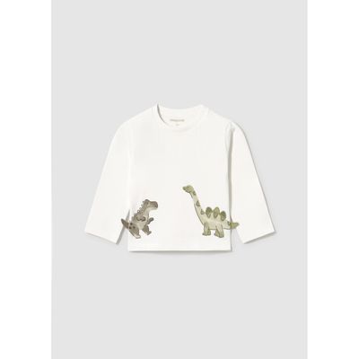 CREAM TSHIRT DINASOUR PRINT LONG SLEEVE / 2004-065