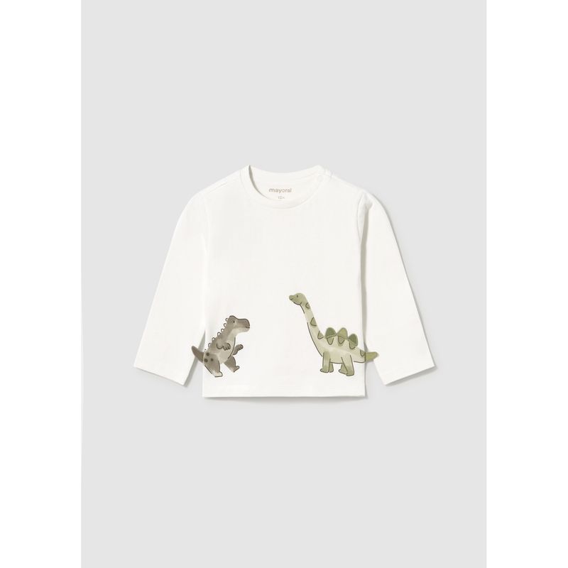 CREAM TSHIRT DINASOUR PRINT LONG SLEEVE / 2004-065