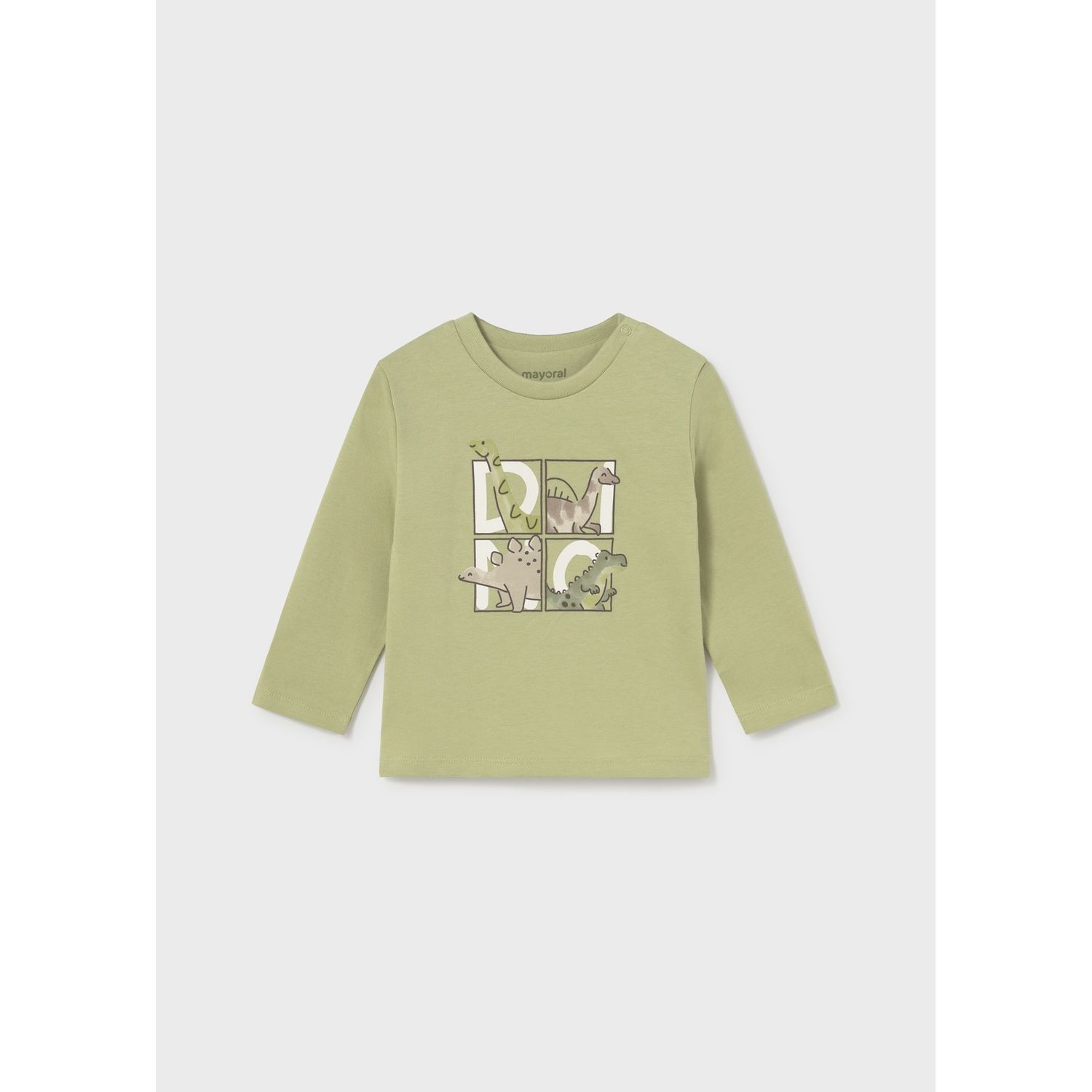GREEN TSHIRT DINOSAUR PRINT LONG SLEEVE / 2006-074