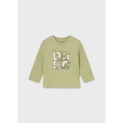 GREEN TSHIRT DINOSAUR PRINT LONG SLEEVE / 2006-074