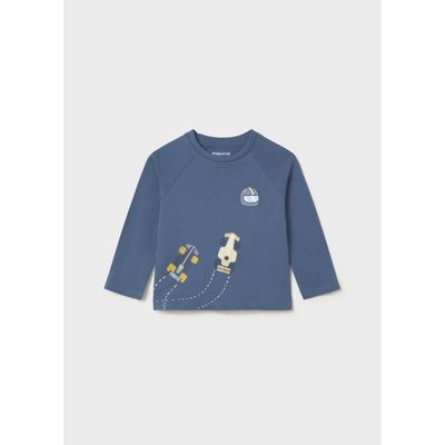 INDIGO BLUE TSHIRT RACECAR PRINT LONG SLEEVE / 2007-079
