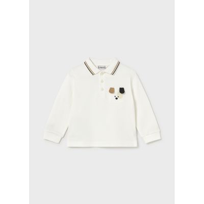 CREAM POLO TOP PUPPY POCKET PRINT MCL TRIM / 2105-038