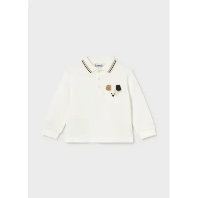 CREAM POLO TOP PUPPY POCKET PRINT MCL TRIM / 2105-038