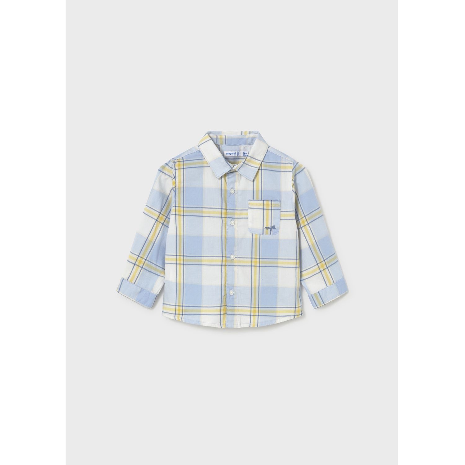BLUE YELLOW PLAID SHIRT WITH POCKET LONG SLEEVE / 2112-069 BLUE YELLOW PLAID SHIRT WITH POCKET LONG SLEEVE / 2112-069