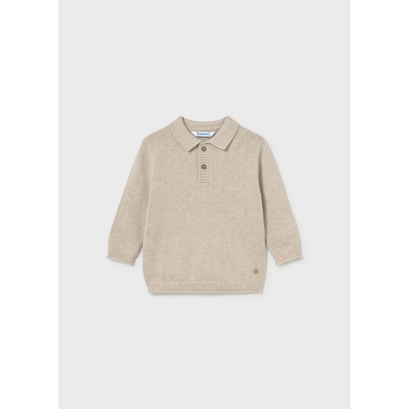 BEIGE POLO SWEATER LONG SLEEVE / 2376-084