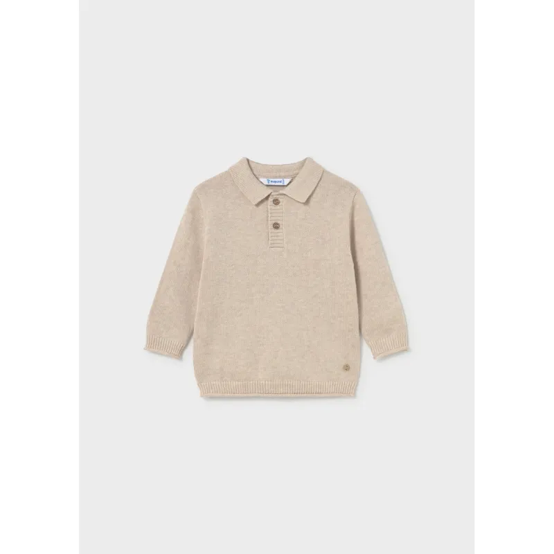 BEIGE POLO SWEATER LONG SLEEVE / 2376-064