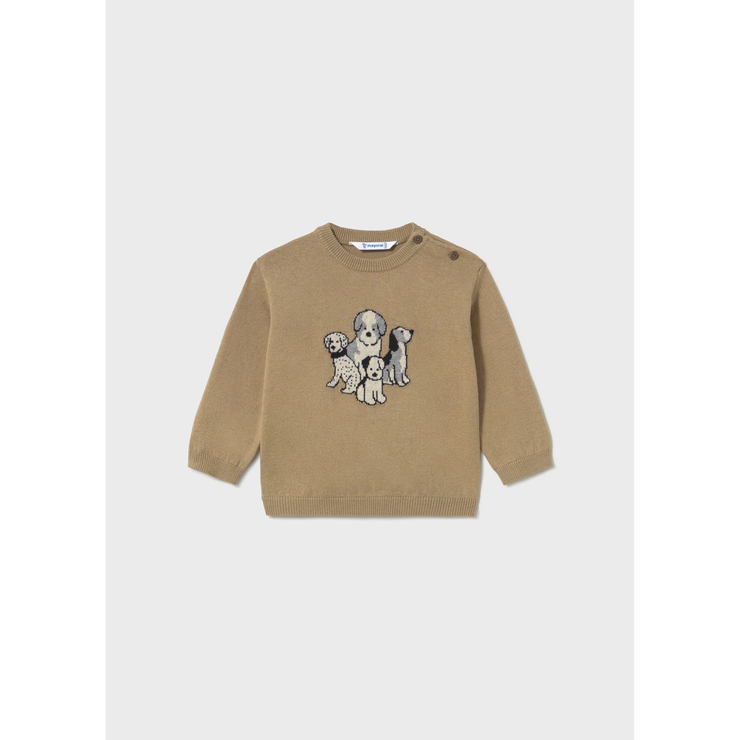 BROWN KNIT SWEATER PUPPU PRINT LONG SLEEVE / 2372-078 BROWN KNIT SWEATER PUPPU PRINT LONG SLEEVE / 2372-078
