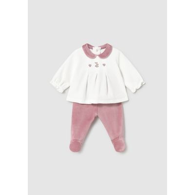 2PC WHITE & PINK VELOUR LEG WARMER SET 9-18M NO FEET / 2512-020