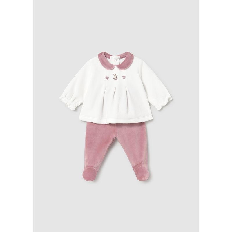 2PC WHITE & PINK VELOUR LEG WARMER SET 9-18M NO FEET / 2512-020