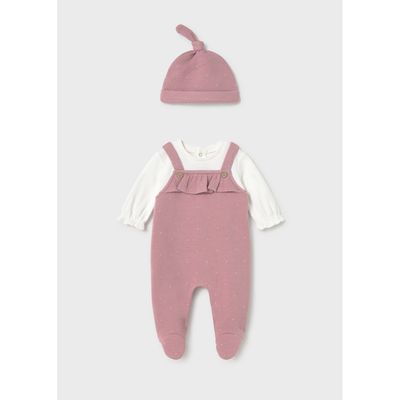PINK ROMPER WHITE IMITATION TSHIRT FLOUNCE FRONT / 2651-0053