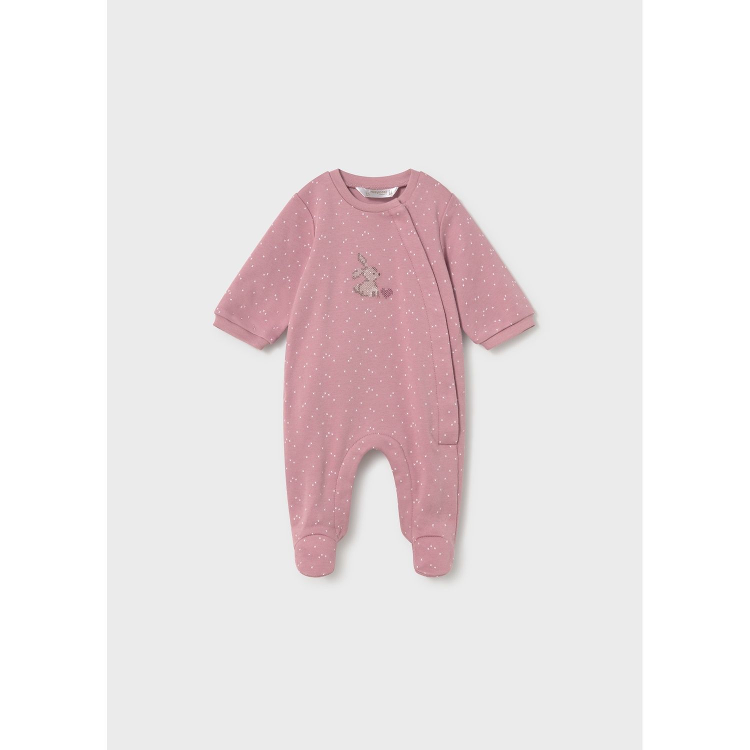 PINK SLEEPER SIDE CLOSURE RABBIT EMBROIDERY WHITE STAR PRNT / 2751-72