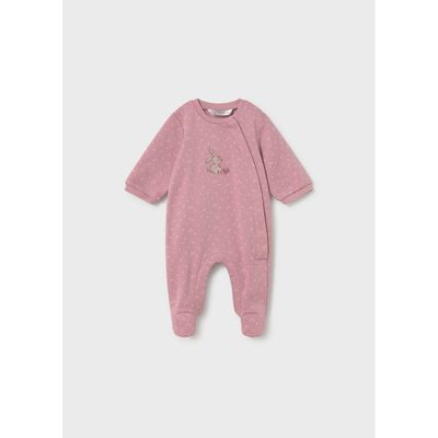 PINK SLEEPER SIDE CLOSURE RABBIT EMBROIDERY WHITE STAR PRNT / 2751-72