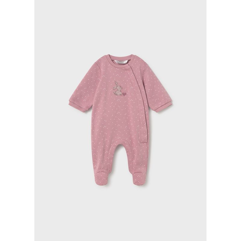 PINK SLEEPER SIDE CLOSURE RABBIT EMBROIDERY WHITE STAR PRNT / 2751-72