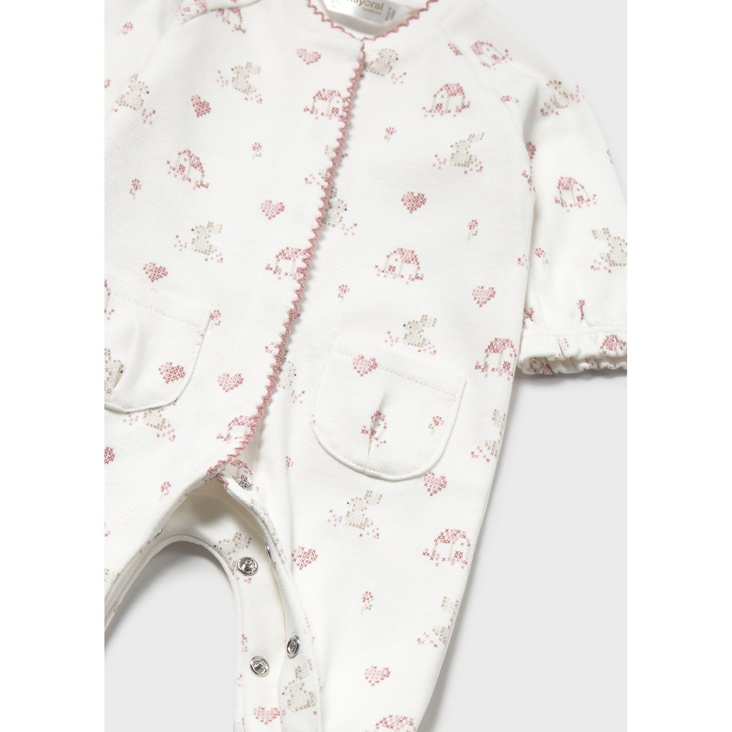 CREAM SLEEPER PINK PRINT FRONT CLOSURE / 2751-072A