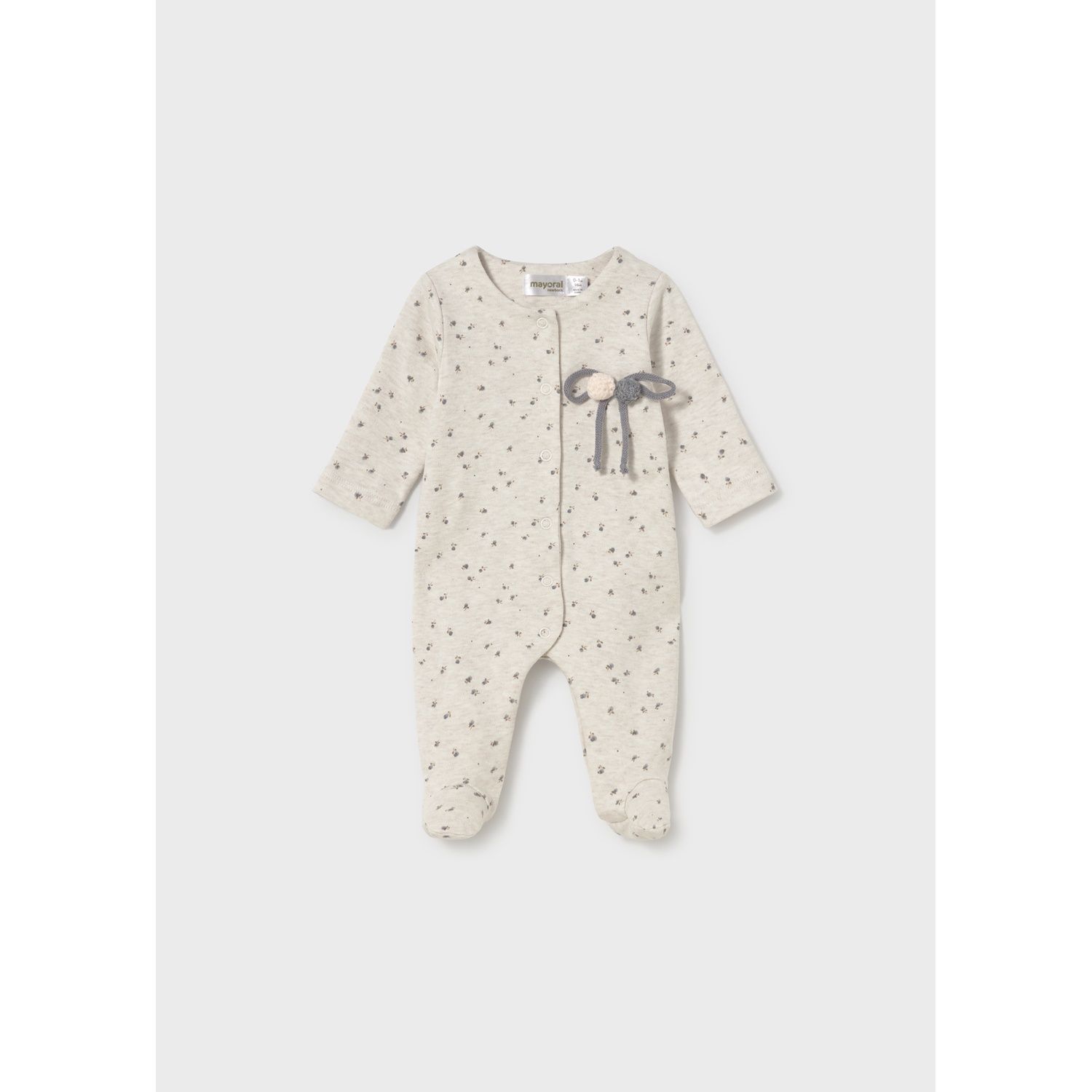 BEIGE SLEEPER GREY PRINT CROCHET APPLIQUE / 2754-084