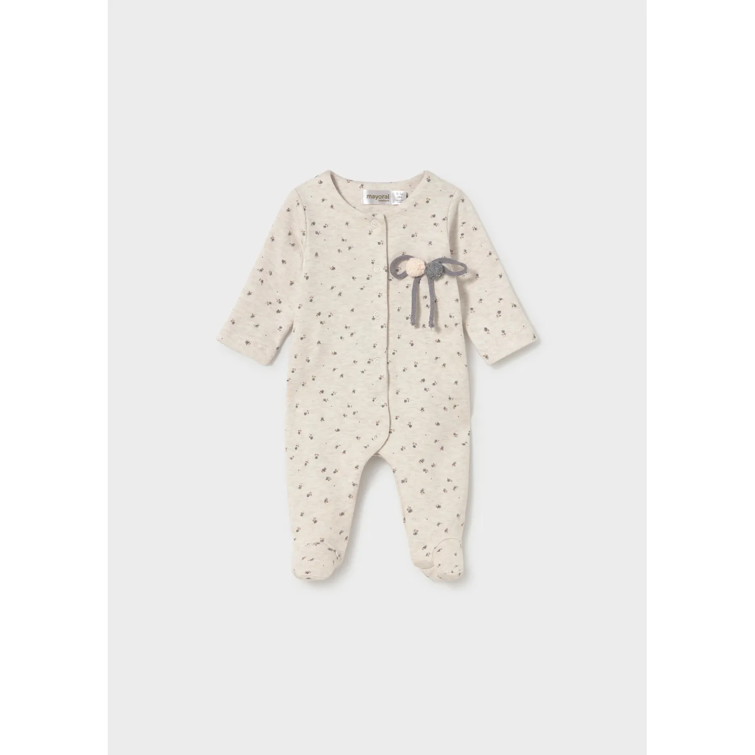 BEIGE SLEEPER GREY PRINT CROCHET APPLIQUE / 2754-084