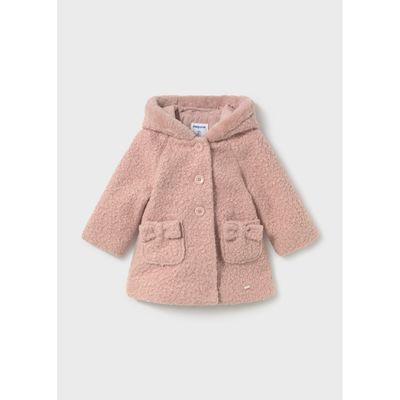PINK HOODED BOUCLE COAT 2POCKETS / 2436-081