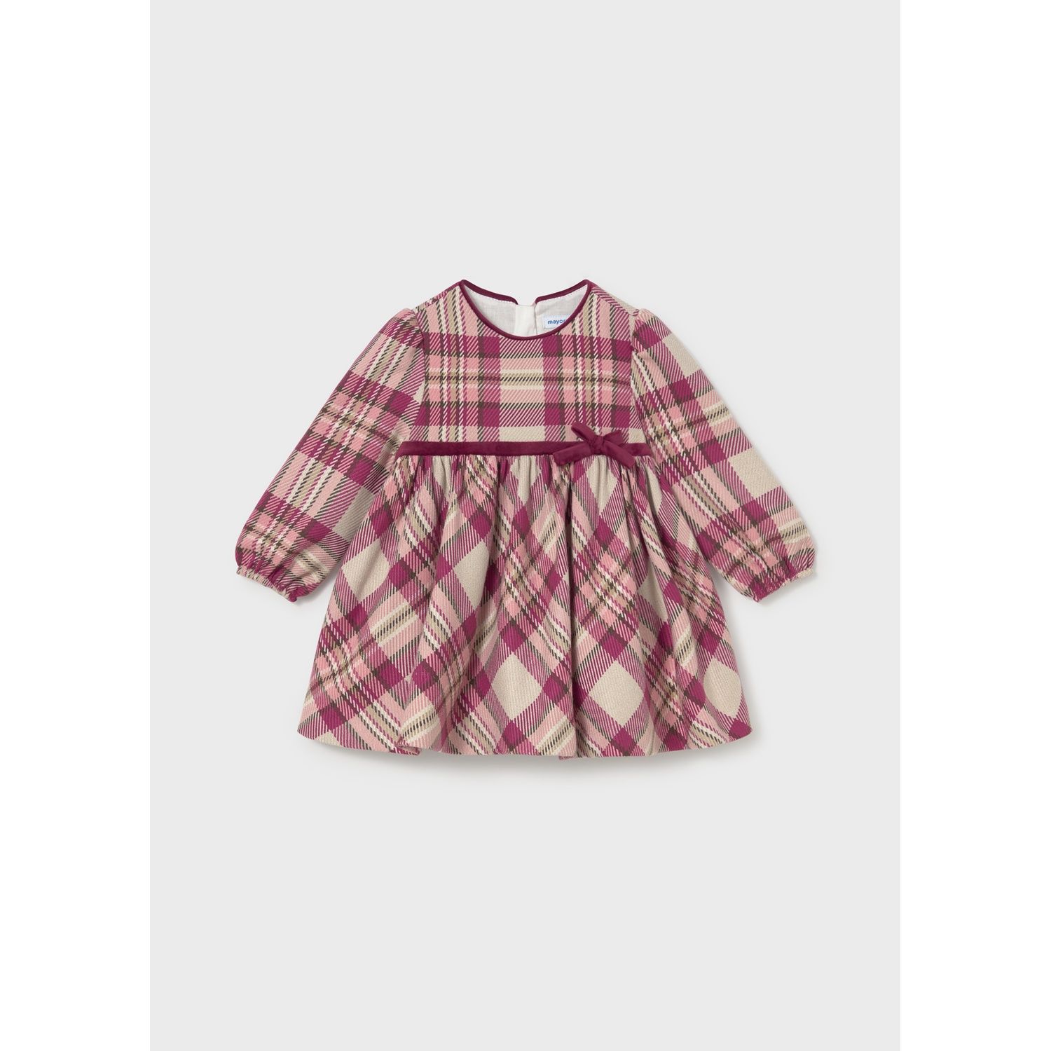 RED PLAID DRESS VELVET WAIST TRIM / 2944-021