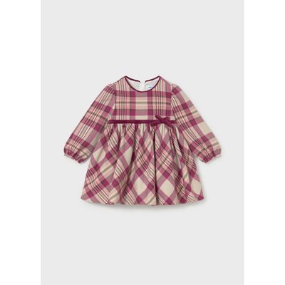 RED PLAID DRESS VELVET WAIST TRIM / 2944-021