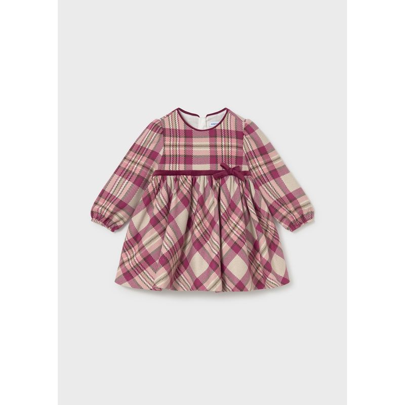 RED PLAID DRESS VELVET WAIST TRIM / 2944-021