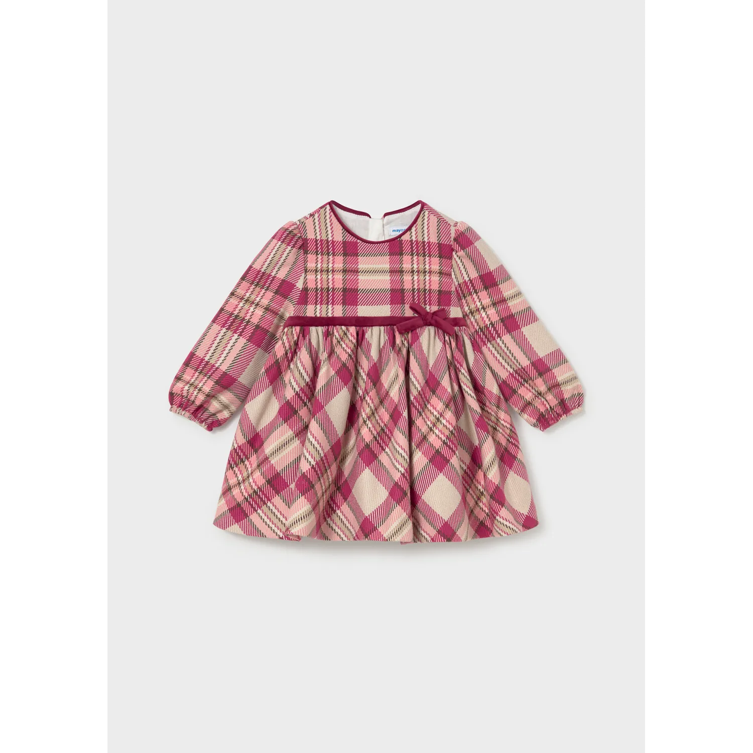 RED PLAID DRESS VELVET WAIST TRIM / 2944-021