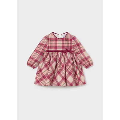 RED PLAID DRESS VELVET WAIST TRIM / 2944-021