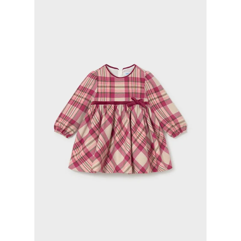 RED PLAID DRESS VELVET WAIST TRIM / 2944-021