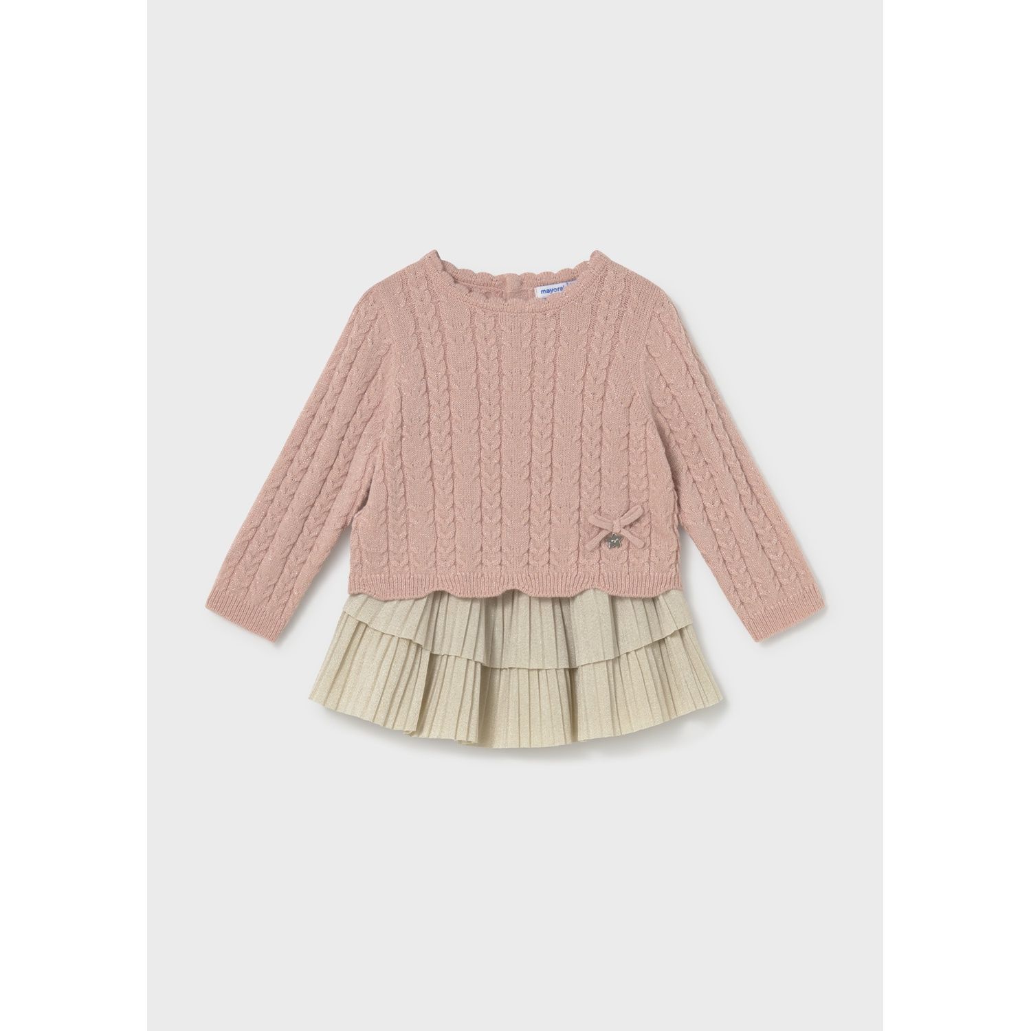 2PC PINK & GOLD LAME SKIRT SET 2 TIER PLEATED SKIRT / 2955-050