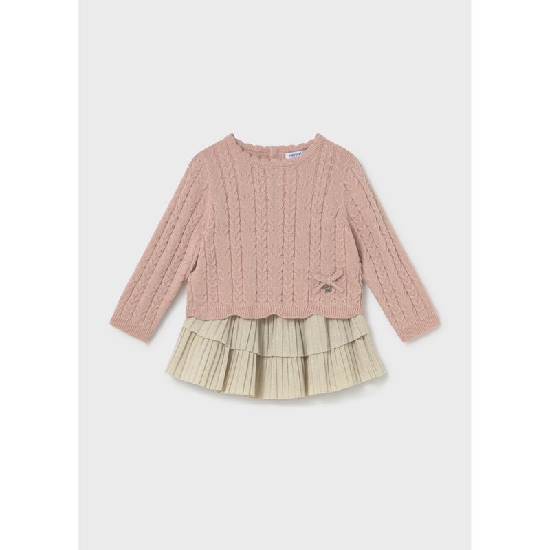 2PC PINK & GOLD LAME SKIRT SET 2 TIER PLEATED SKIRT / 2955-050