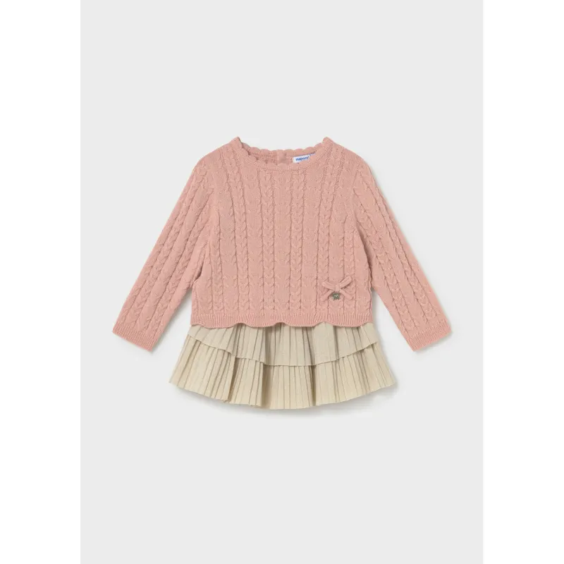2PC PINK & GOLD LAME SKIRT SET 2 TIER PLEATED SKIRT / 2955-050
