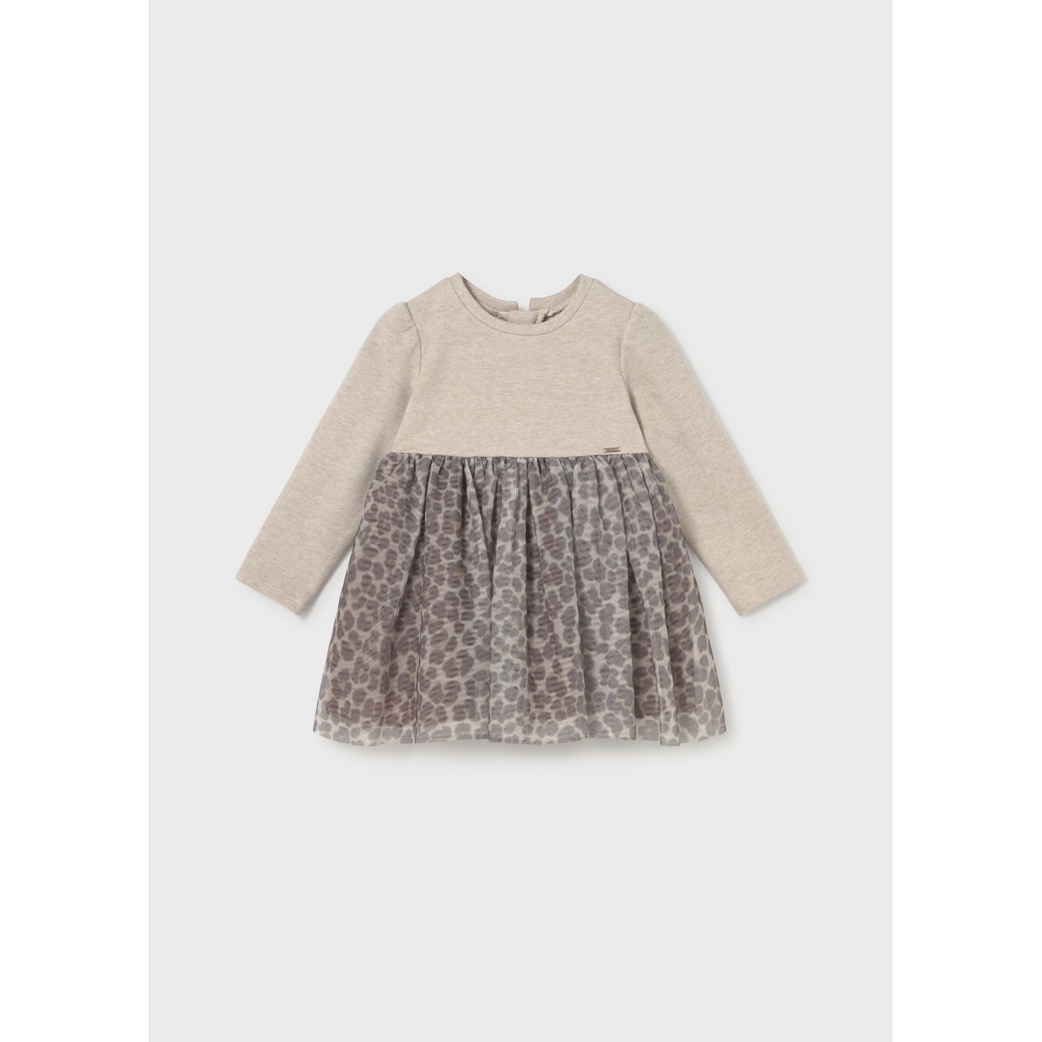 BEIGE KNIT BODICE PRINTED TULLE SKIRT / 2941-016