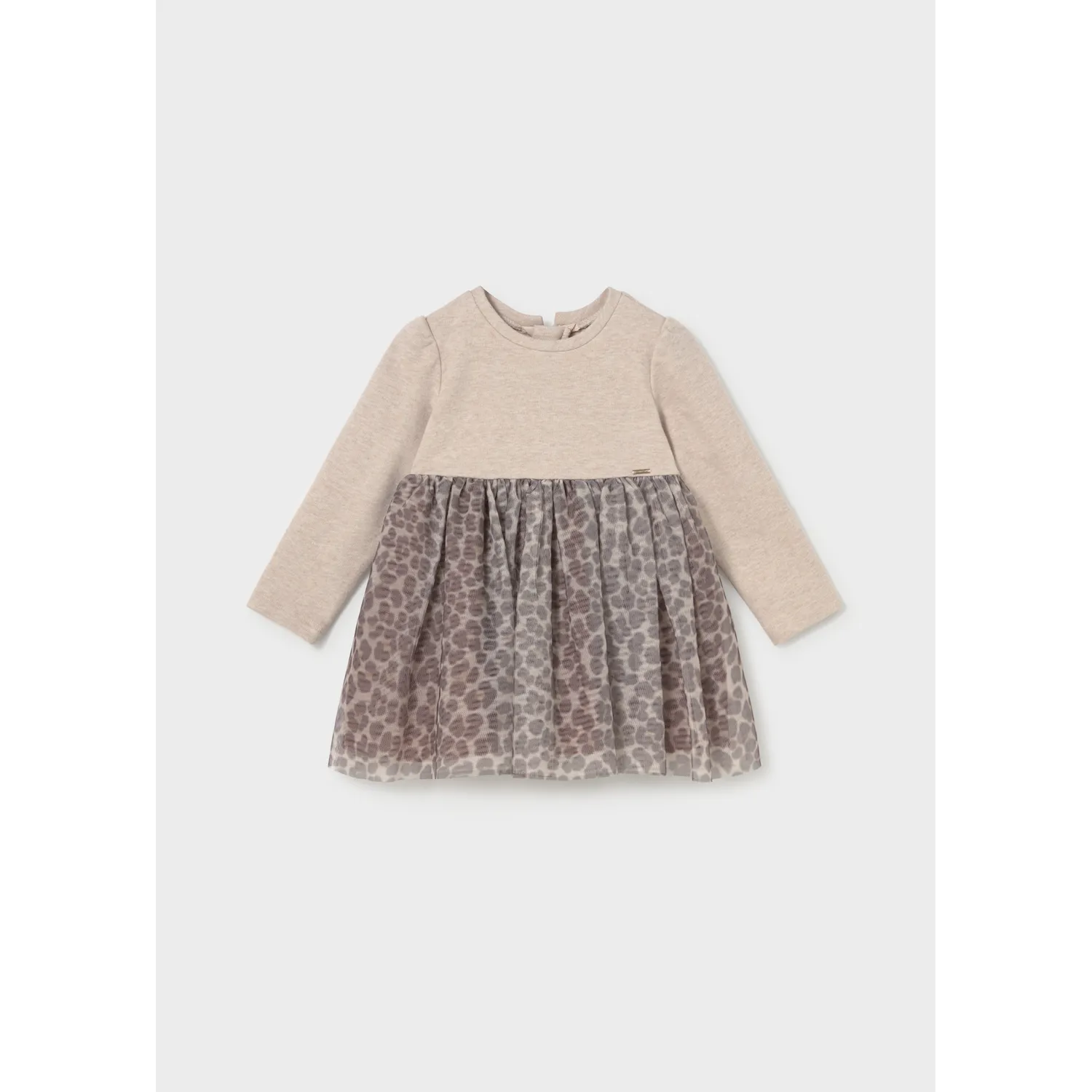 BEIGE KNIT BODICE PRINTED TULLE SKIRT / 2941-016