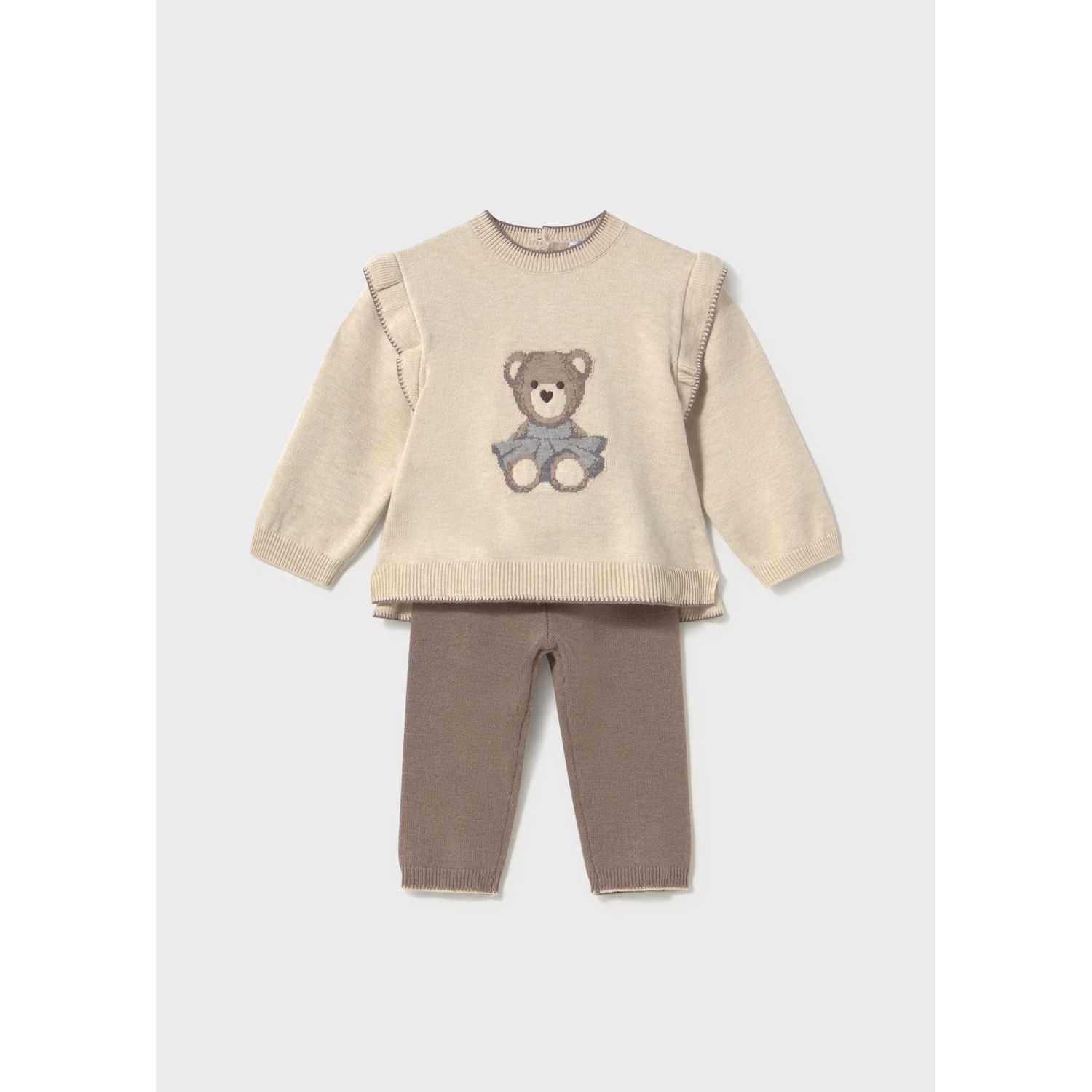 2PC KNIT BEIGE TOP & BROWN PANT BEAR PRINT GIRL / 2557-032 2PC KNIT BEIGE TOP & BROWN PANT BEAR PRINT GIRL / 2557-032