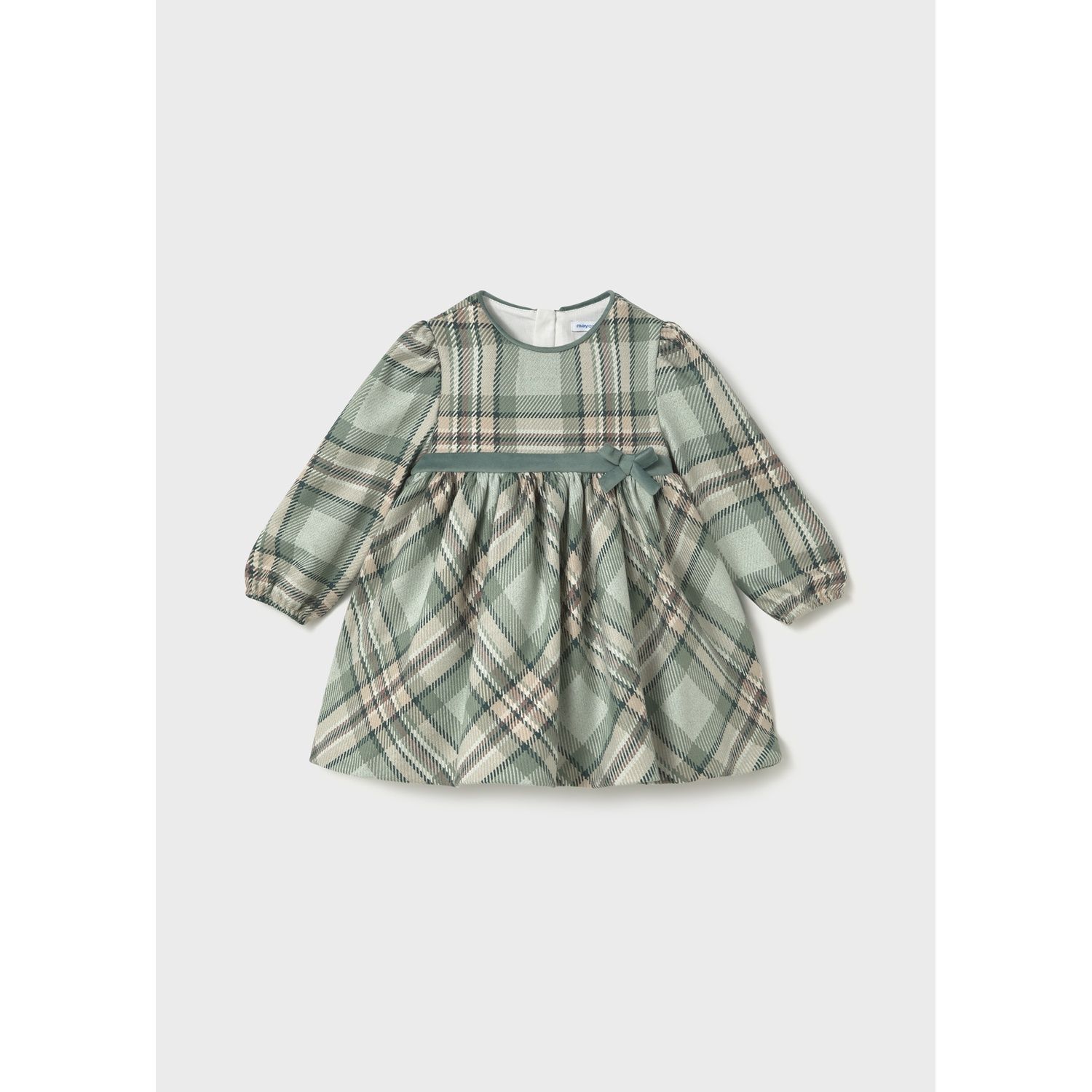 GREEN PLAID DRESS VELVET WAIST TRIM / 2944-022