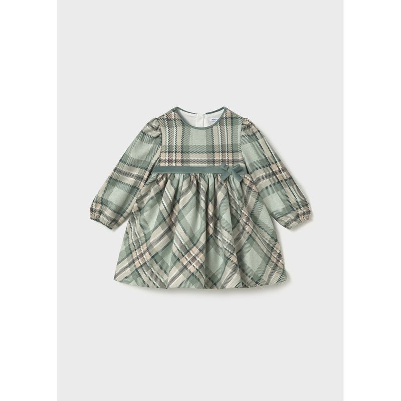 GREEN PLAID DRESS VELVET WAIST TRIM / 2944-022