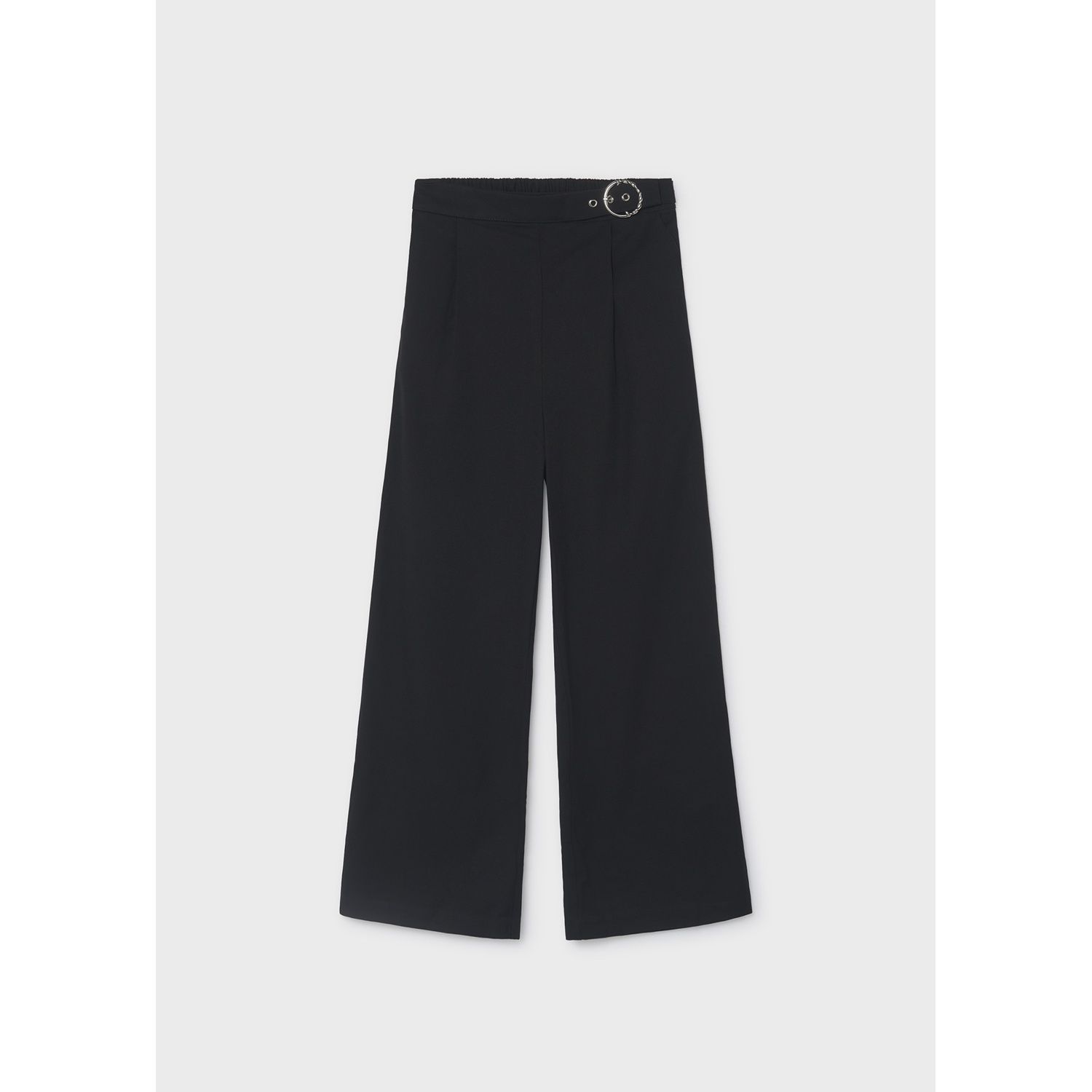 BLACK DRESS PANT WIDELEG SILVER BUCKLE / 7529-011