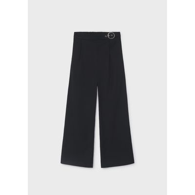BLACK DRESS PANT WIDELEG SILVER BUCKLE / 7529-011