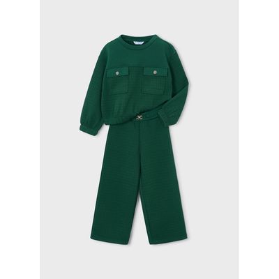 2PC GREEN PADDED TRACKSUIT 2 POCKETS WIDELEG / 4816-077