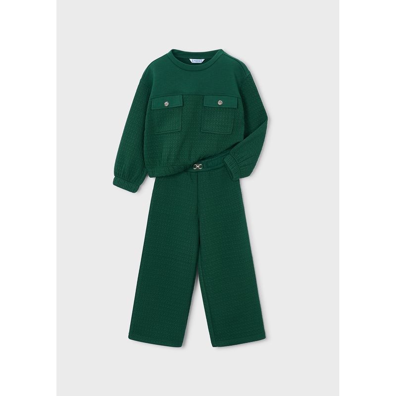 2PC GREEN PADDED TRACKSUIT 2 POCKETS WIDELEG / 4816-077