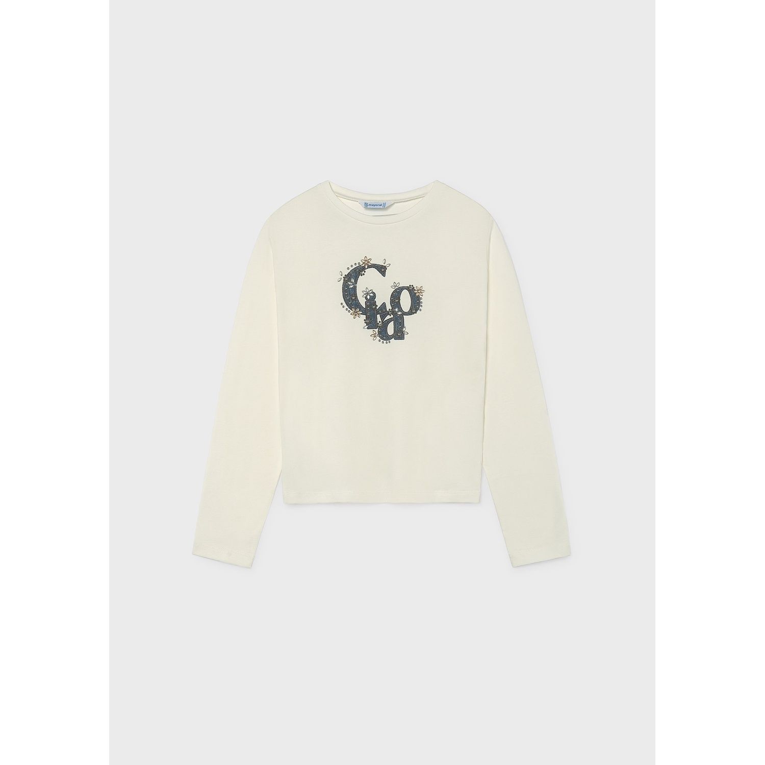 CREAM TSHIRT NAVY & JEWELCIAO PRINT LONG SLEEVEEWEL / 830-028 CREAM TSHIRT NAVY & JEWELCIAO PRINT LONG SLEEVEEWEL / 830-028