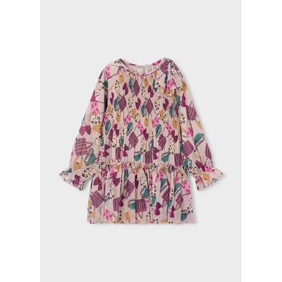 BEIGE/GREEN/RED PRINTED PLEATED CHIFFON DRESS PURSES PRINT / 4915-022