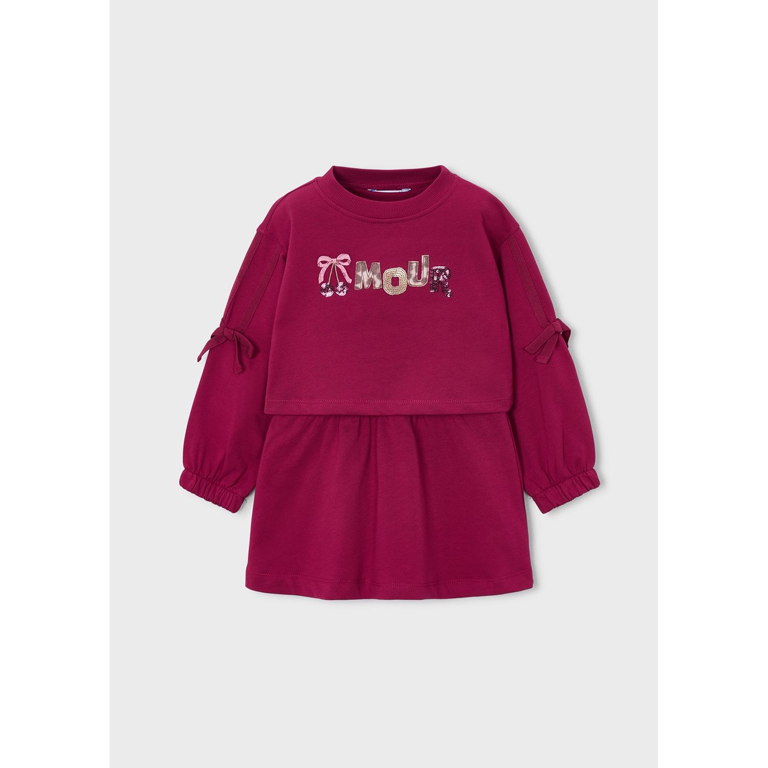 RED FLEECE DRESS WITH EMBROIDERY MOUR / 4917-015